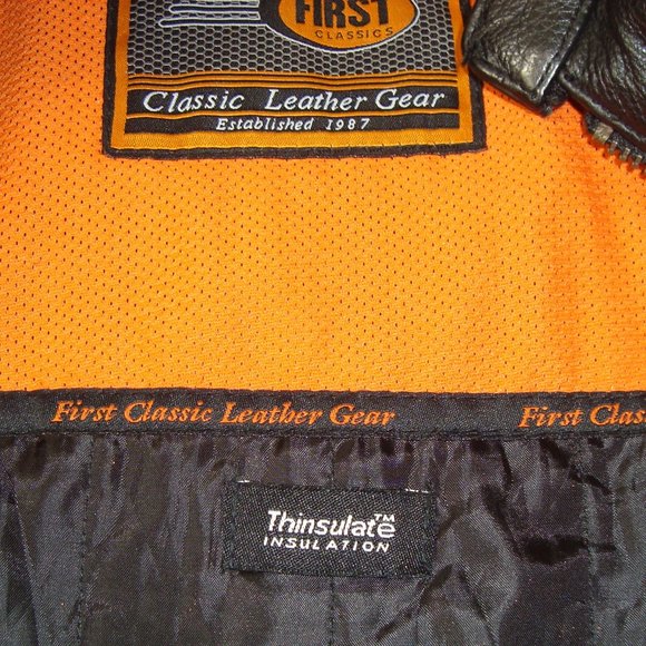 NEW FIRST Mfg. Co. Leather Gear Black Jacket w/Removable Quilted Liner Size L - Picture 7 of 16